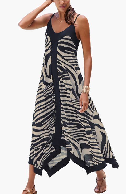 Women's Color Block Trim Print Dress