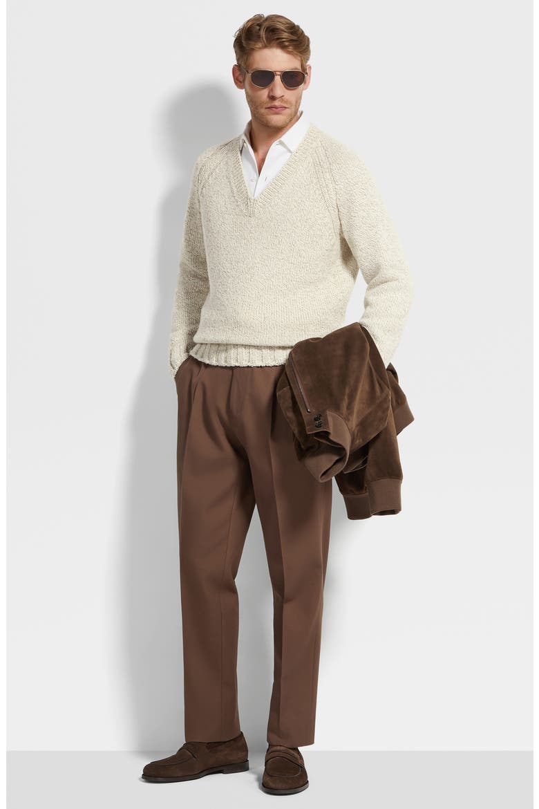 Cotton & Wool Trousers, Alternate, color, BROWN