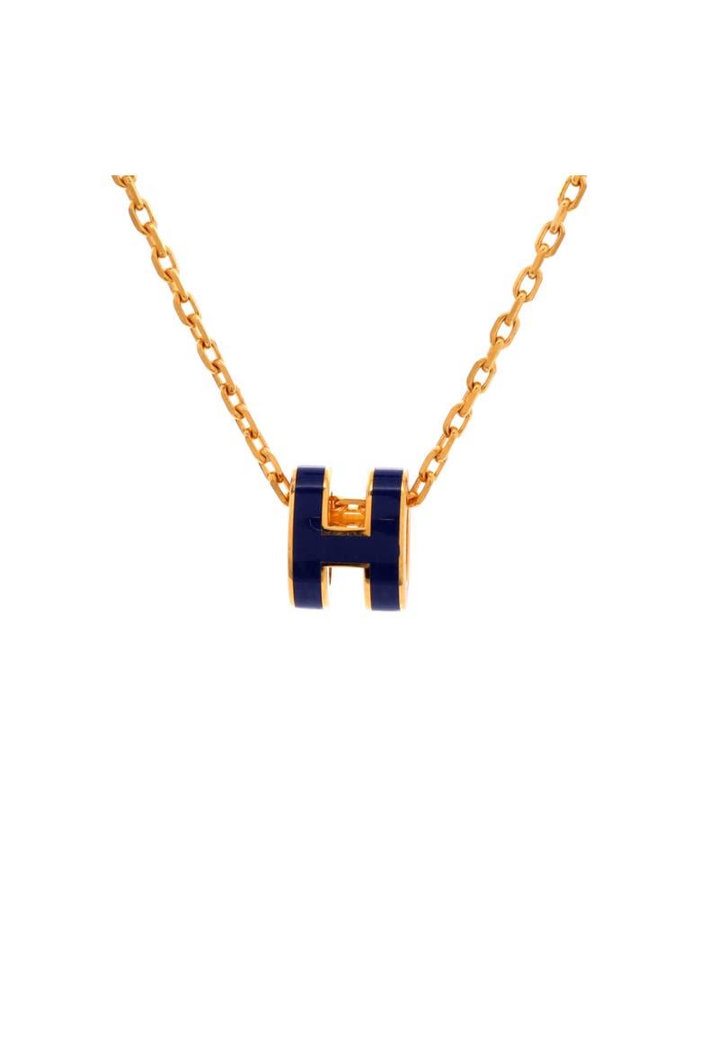 Pop H Pendant Chain Necklace Metal and Enamel Mini, Main, color, Blue