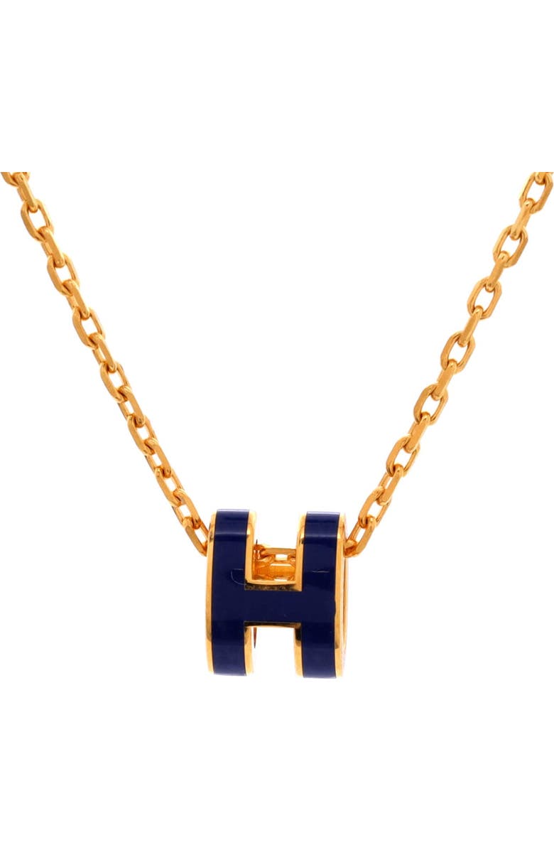 Pre-Owned Hermes Pop H Pendant Chain Necklace Metal and Enamel Mini, Main, color, Blue