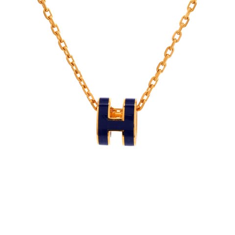 Pop H Pendant Chain Necklace Metal and Enamel Mini