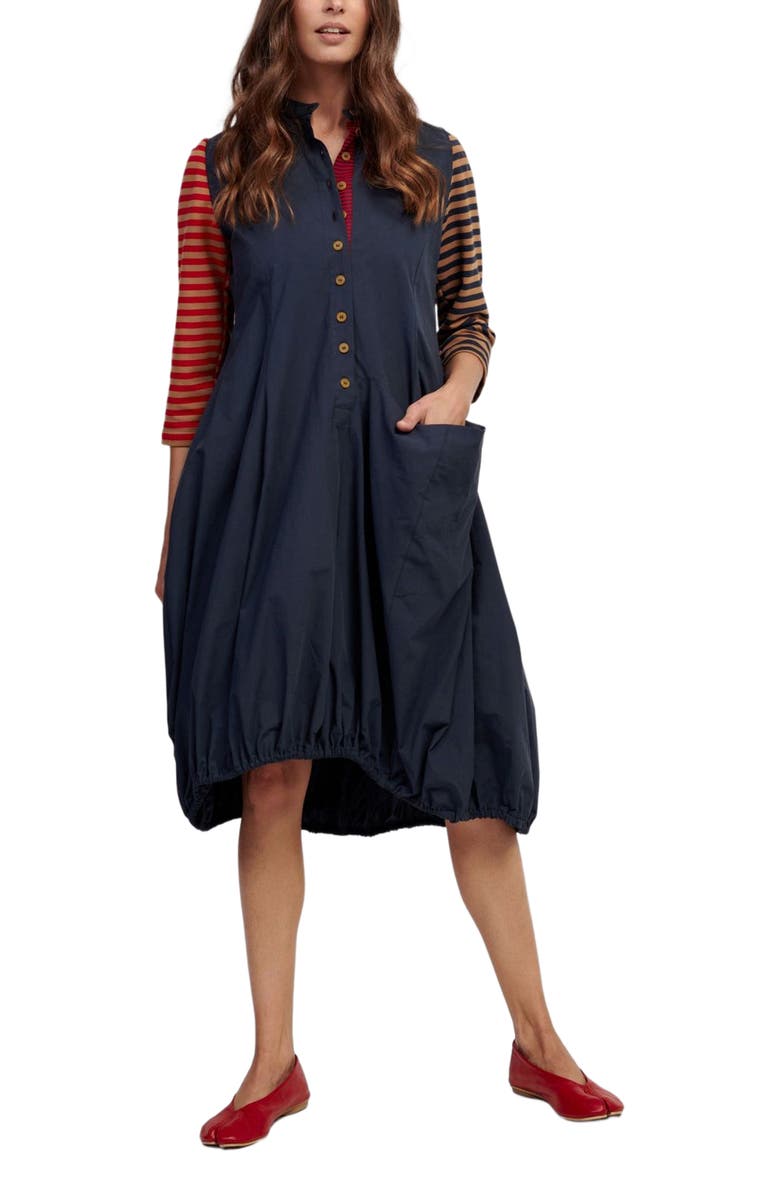 Alembika Mixed media shirt dress with balloon skirting, Main, color, 