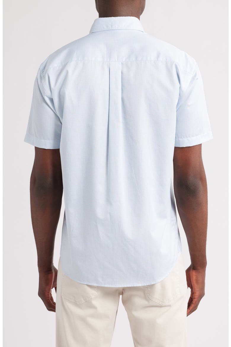 Hudson Microprint Short Sleeve Cotton Button-Up Shirt, Alternate, color, SEAPORT BLUE
