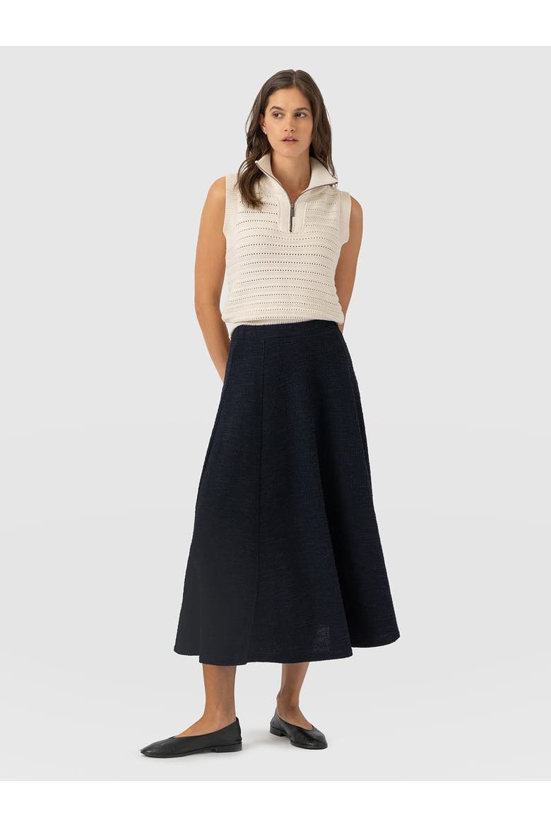 Neve Fit & Flare Skirt, Main, color, Navy Boucle