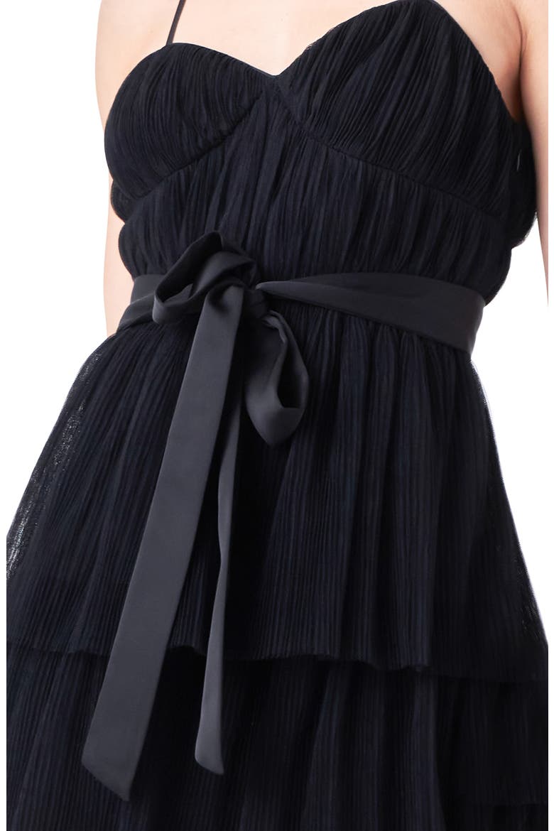 Tiered Tulle Midi Dress, Alternate, color, BLACK