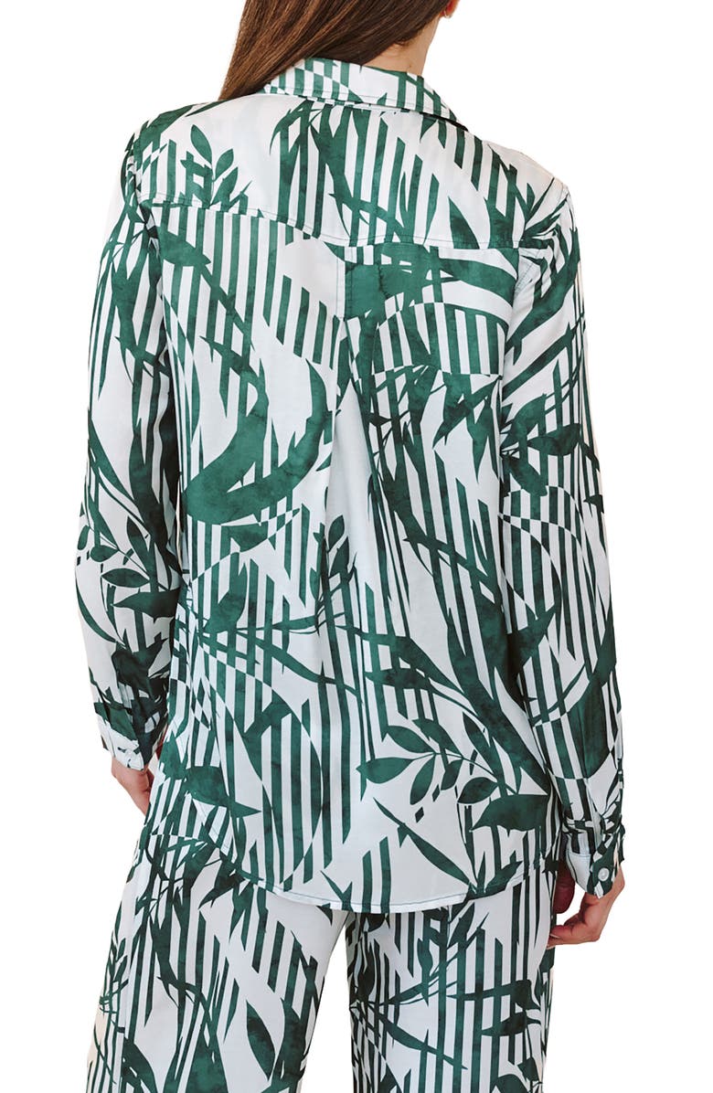 Bella Dahl Abstract Leaf Print Button-Up Shirt, Alternate, color, Palm Paradise