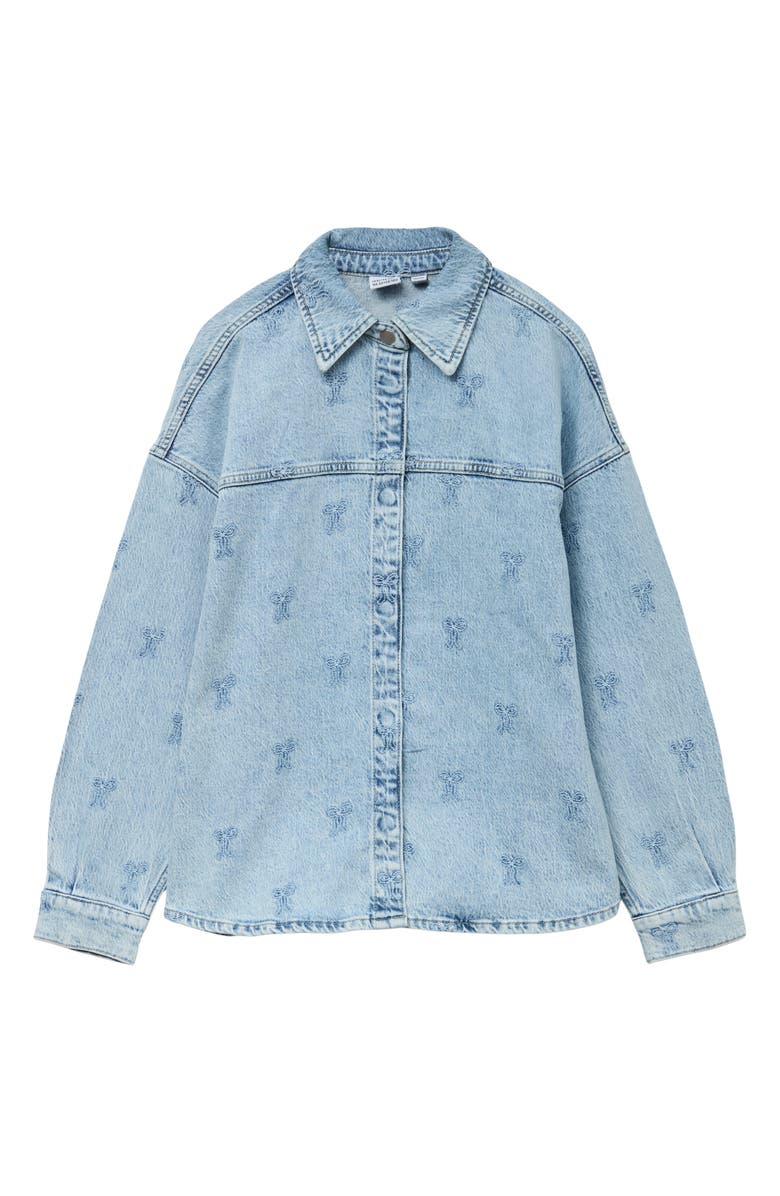 VERO MODA Embroidered Snap-Up Denim Shirt, Alternate, color, Light Blue Denim Det
