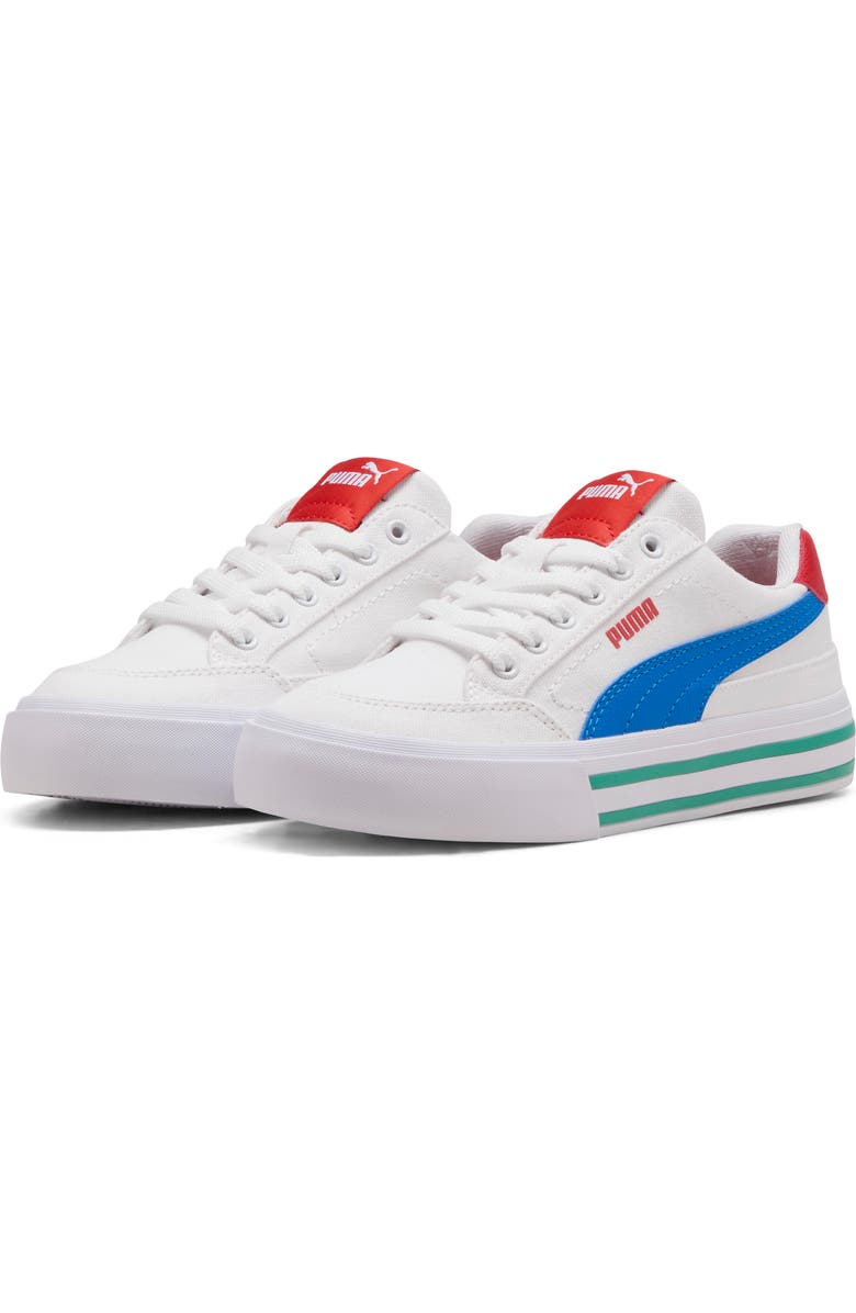 PUMA Kids' Court Classic Vulc Sneaker, Main, color, Puma White/ Racing Blue