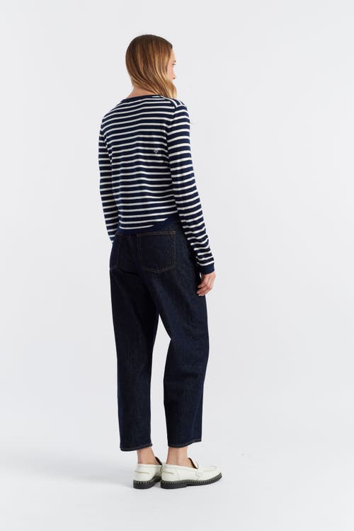 Chinti & Parker Women's Heart Breton Sweater Cream In Navy/cream/true Red