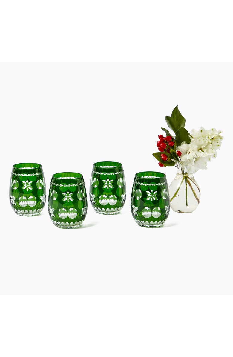 Mrs. Alice Anita Engraved Water Glasses, Alternate, color, Green