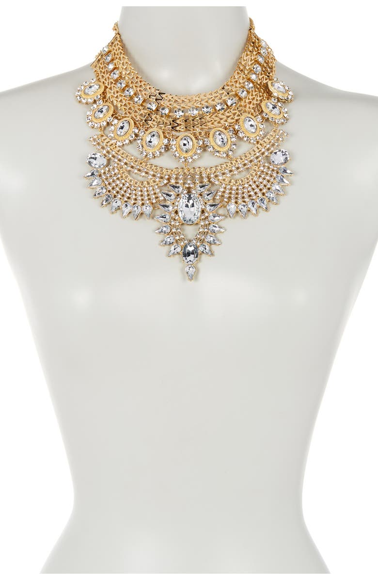 EYE CANDY LOS ANGELES Zania Bib Necklace, Alternate, color, Gold