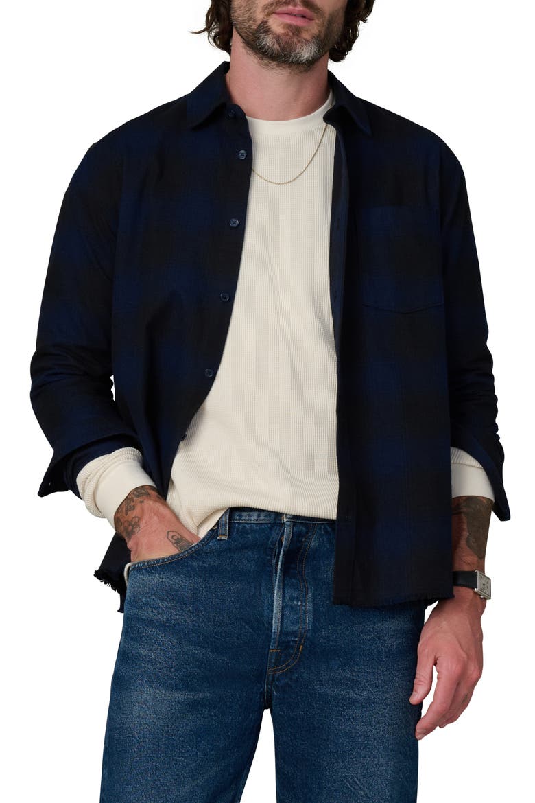 Keanu Ripped Plaid Button-Up Shirt, Main, color, MIDNIGHT PLAID