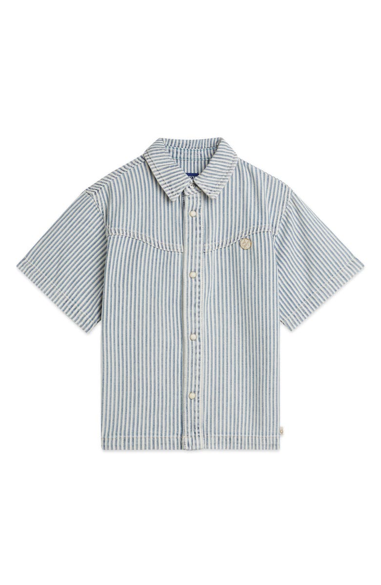 Scotch
Soda Kids
Stripe Short Sleeve Denim Button-Up Shirt, Main, color, Indigo Stripe