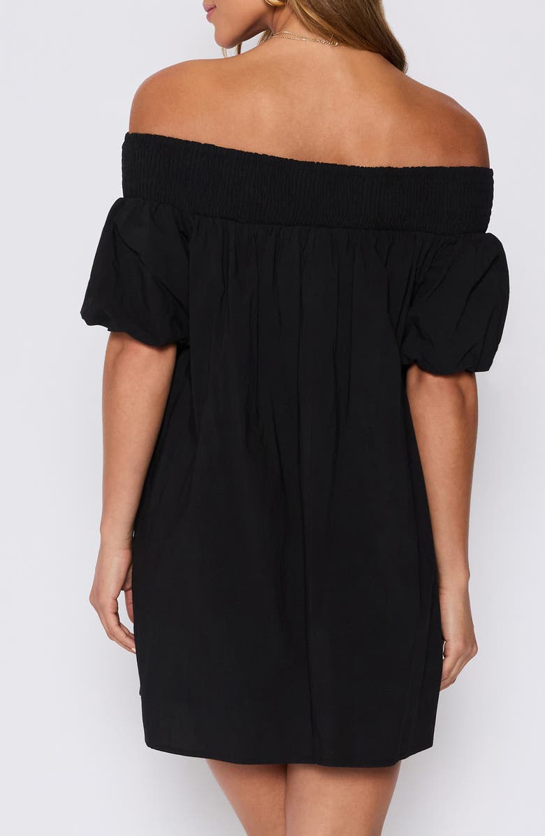 VICI Collection Lydia Smocked Off the Shoulder Cotton Minidress, Alternate, color, Black