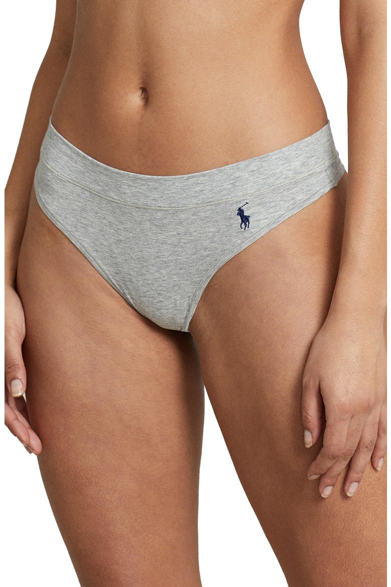 Stretch Cotton Thong, Main, color, HEATHER GREY