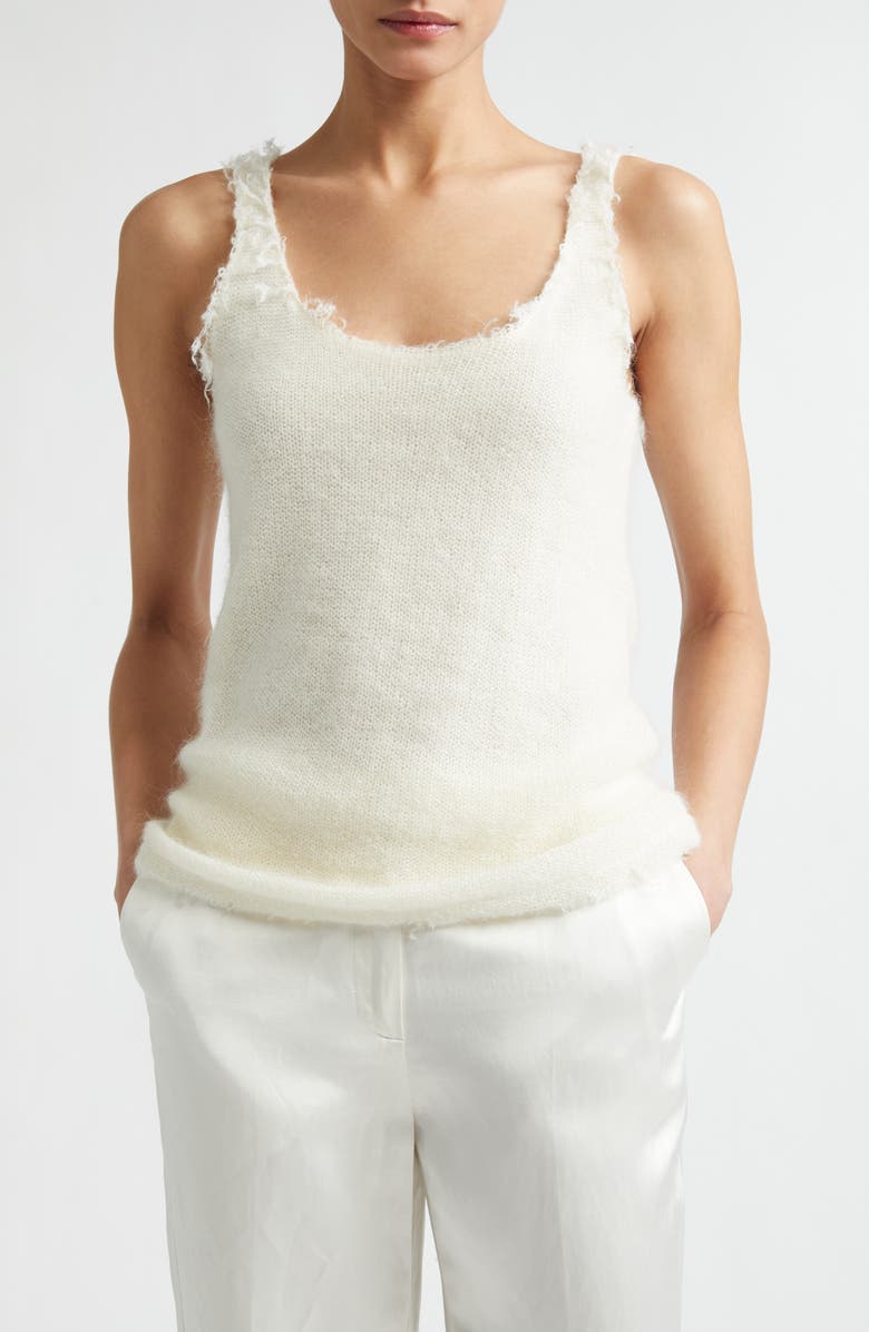 TOTEME Distressed Mohair & Wool Blend Sweater Tank, Main, color, Off-White