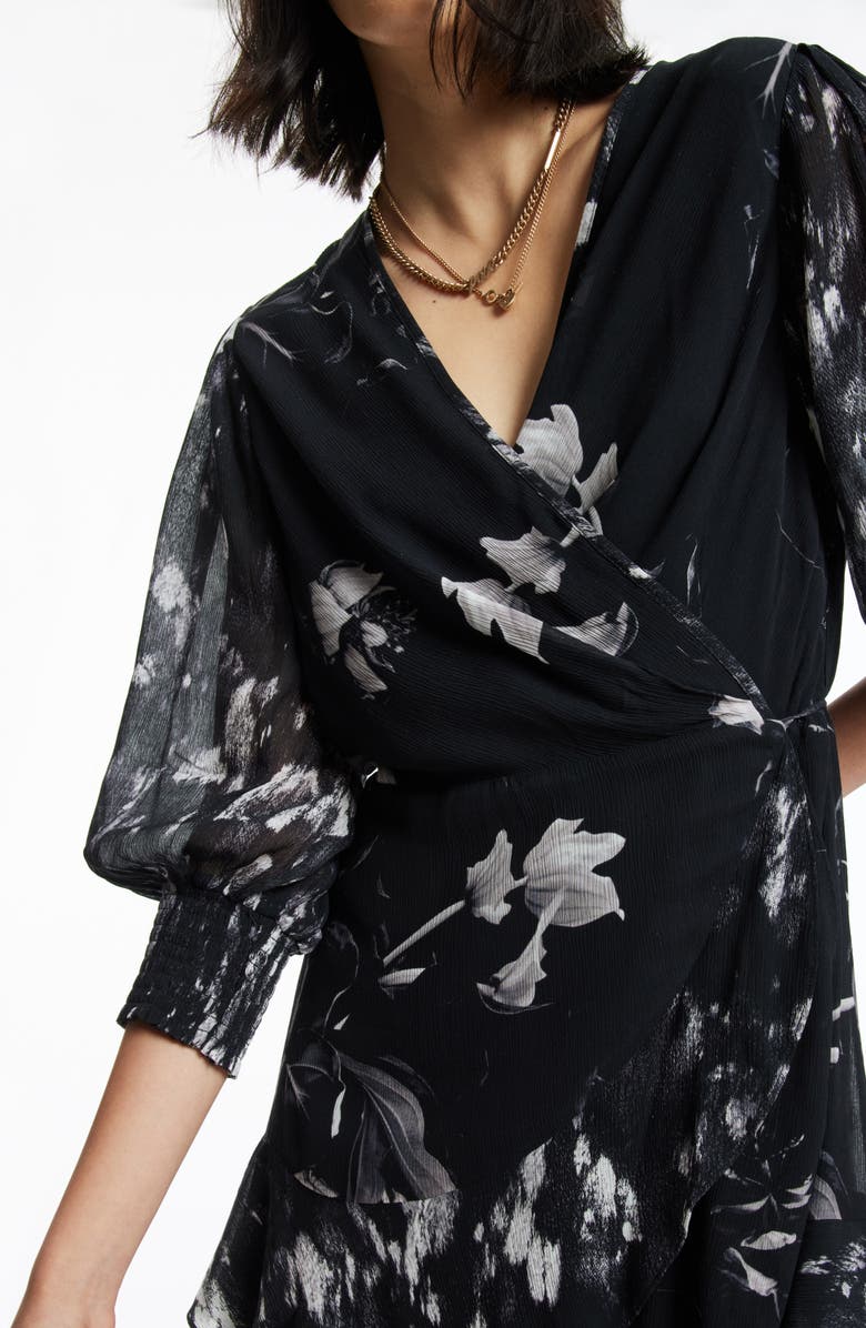 AllSaints Ari Pauline Floral Print Faux Wrap Dress, Alternate, color,