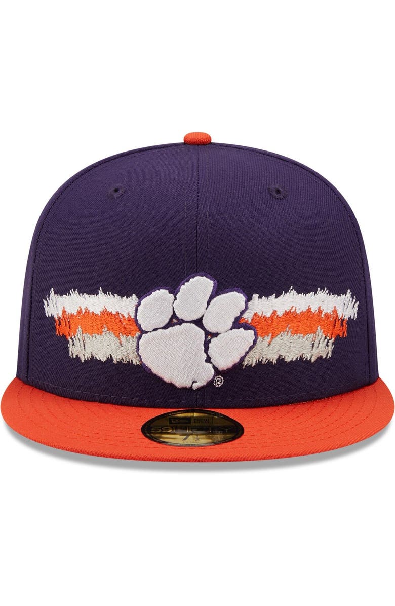 New Era Men's New Era Purple Clemson Tigers Scribble 59FIFTY Fitted Hat, Alternate, color,