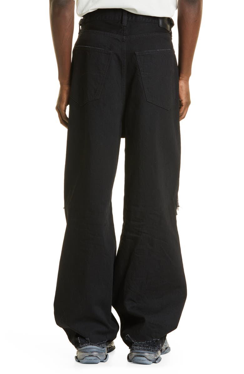 Balenciaga Destroyed Ripped Straight Leg Jeans, Alternate, color,