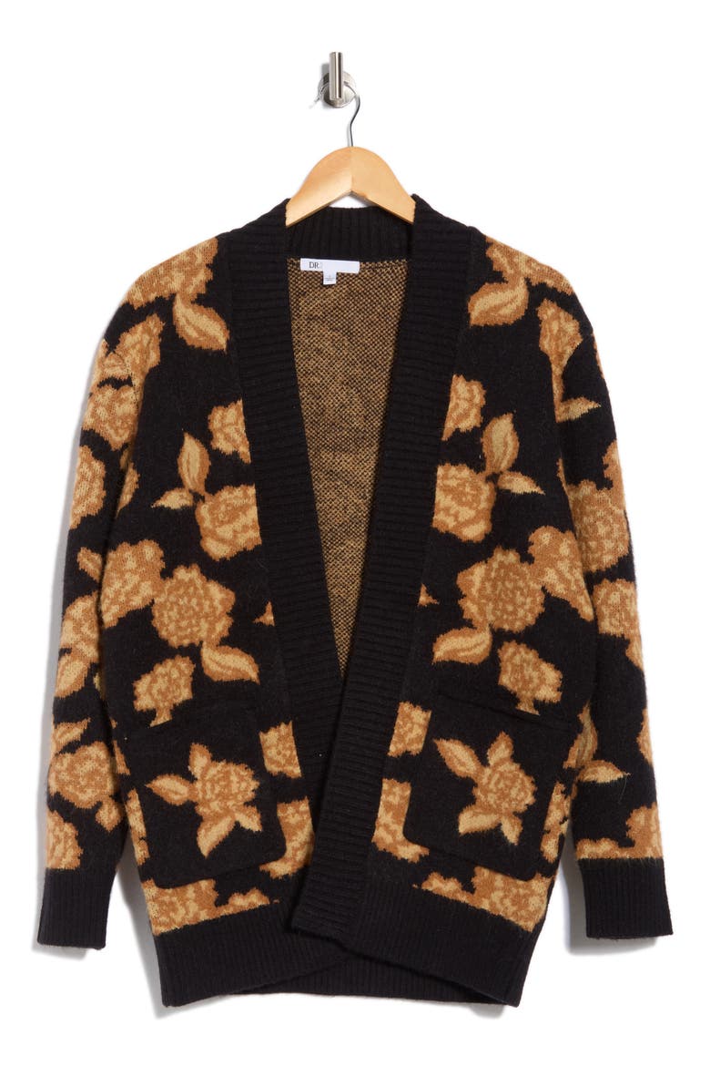 Floral Cardigan, Alternate, color, BLACK