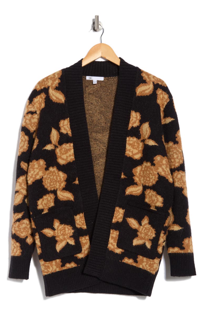DR2 by Daniel Rainn Floral Cardigan, Alternate, color, Black