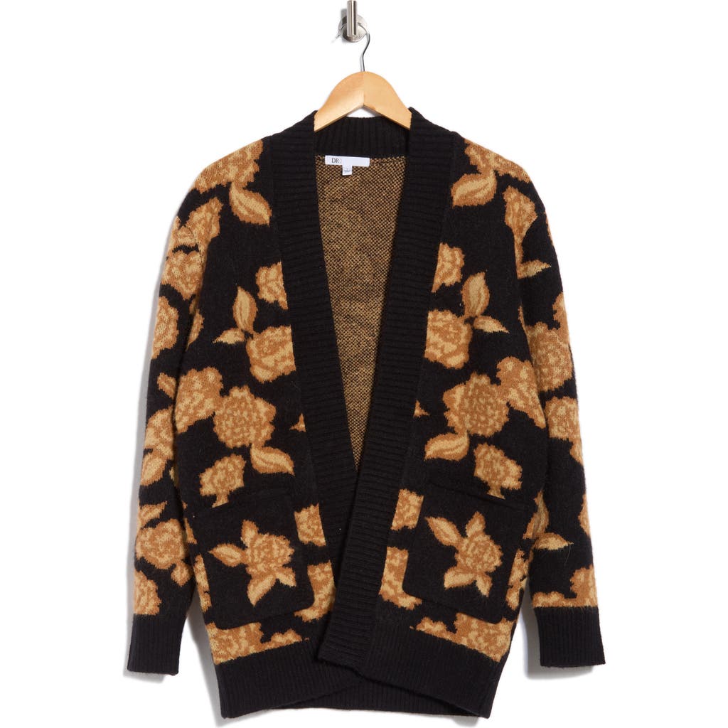 Dr2 By Daniel Rainn Floral Cardigan In Black