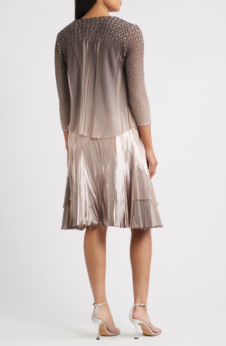 Komarov Sleeveless Charmeuse & Chiffon Cocktail Dress with Jacket, Alternate, color, Oyster Smoke Ombre