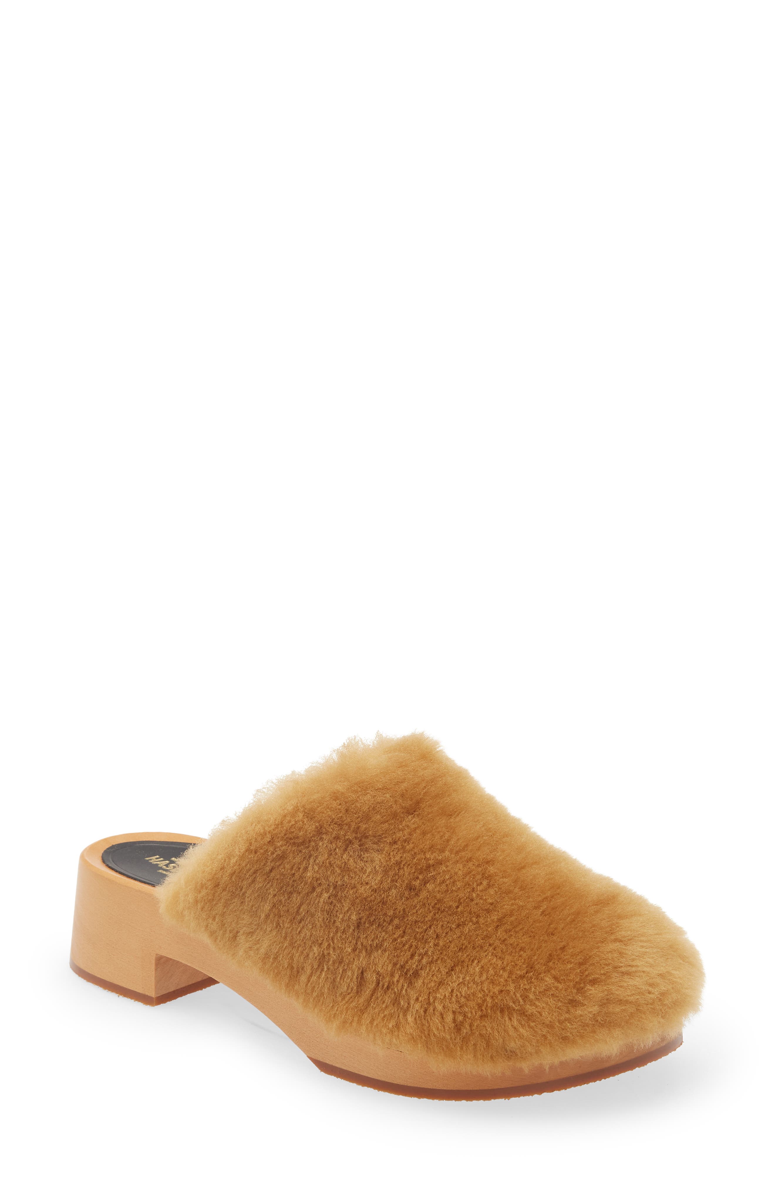 Fluff Genuine Shearling Clog, Main, color, NATURE