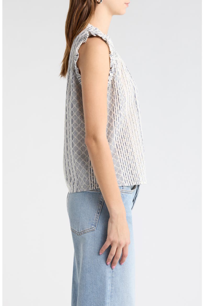 Arlene Eyelet Embroidered Linen Blend Ruffle Shoulder Top, Alternate, color, STRIPED EYELET