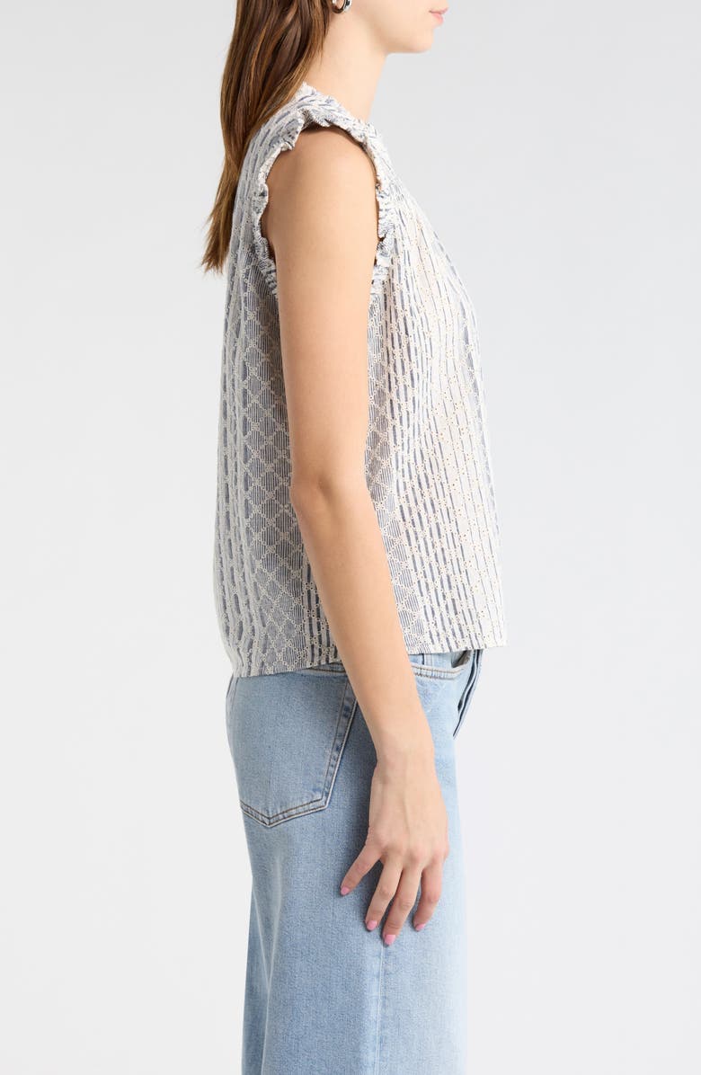 Rails Arlene Eyelet Embroidered Linen Blend Ruffle Shoulder Top, Alternate, color, Striped Eyelet