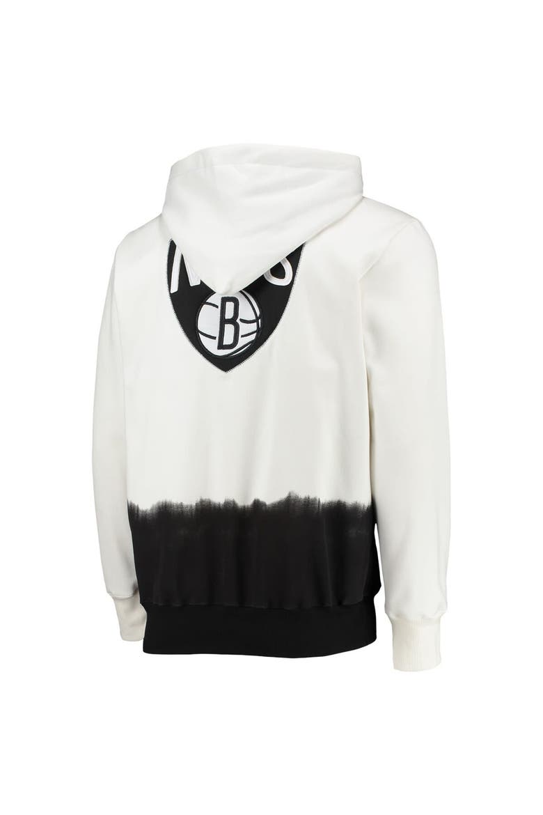 Men's FISLL Oatmeal Brooklyn Nets Double Dribble Dip-Dye Pullover Hoodie, Alternate, color, Oatmeal