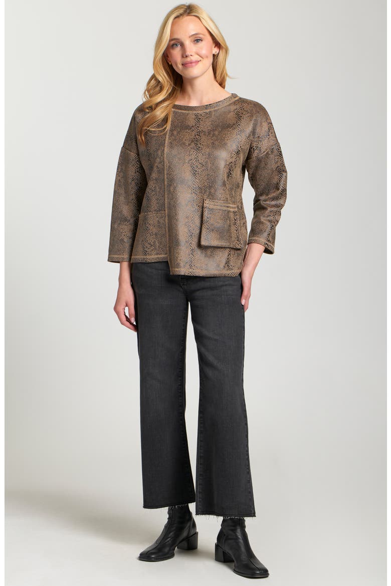 Asymmetric Pullover, Alternate, color, LATTE/ BLACK REPTILE