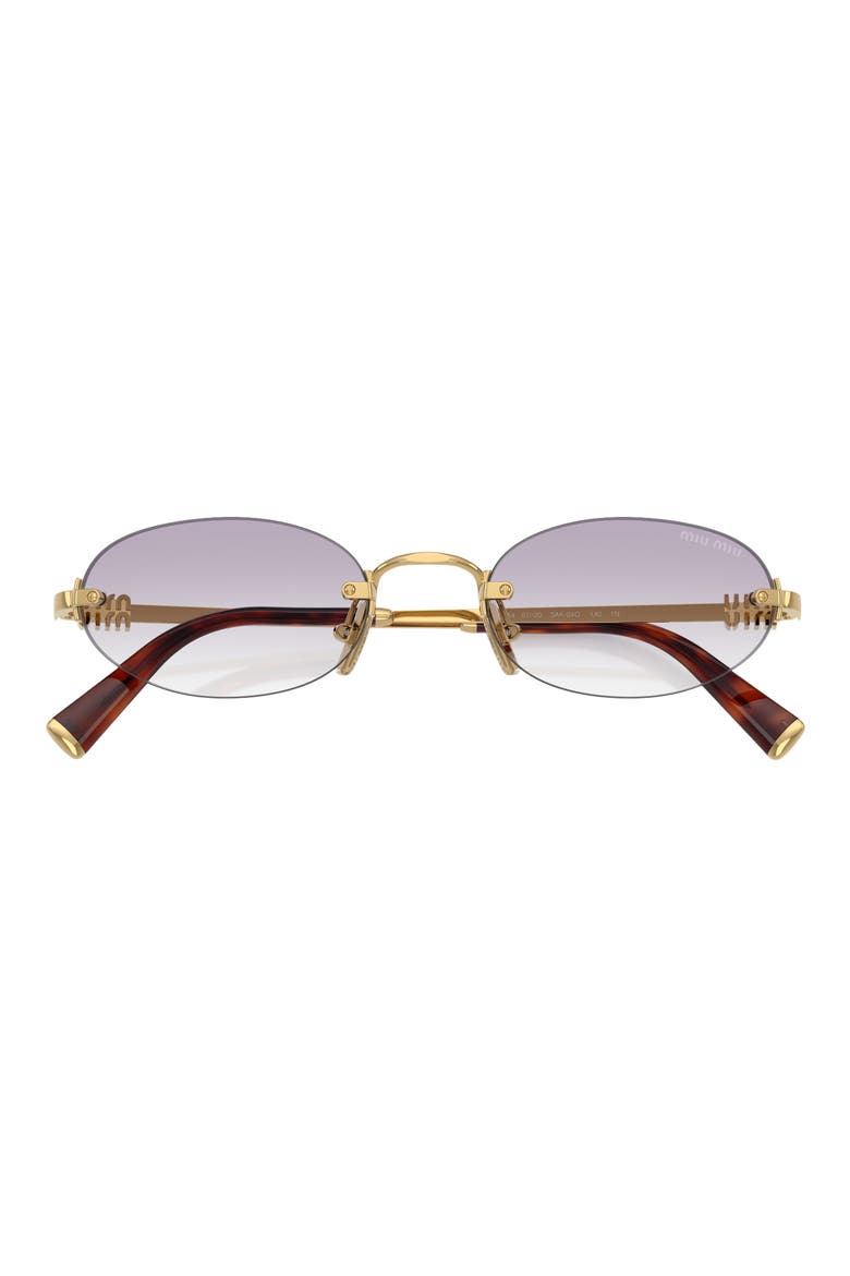 51mm Oval Rimless Sunglasses, Alternate, color, GOLD / CLEAR / DARK GREY