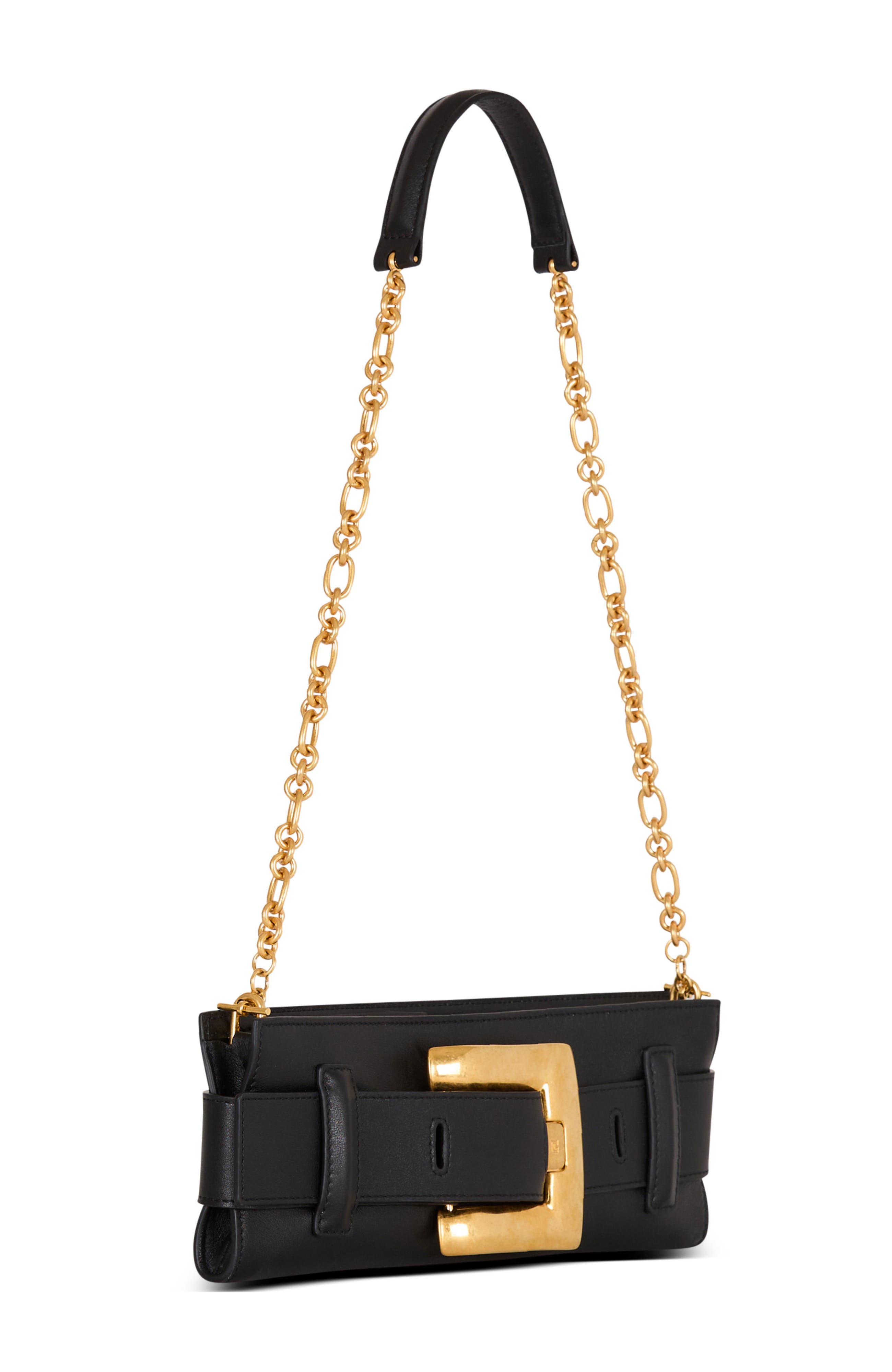 Balmain Anthem Clutch In Calfskin, Alternate, color, Black