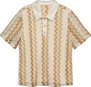 VERO MODA Teresa Chevron Openwork Knit Polo Top