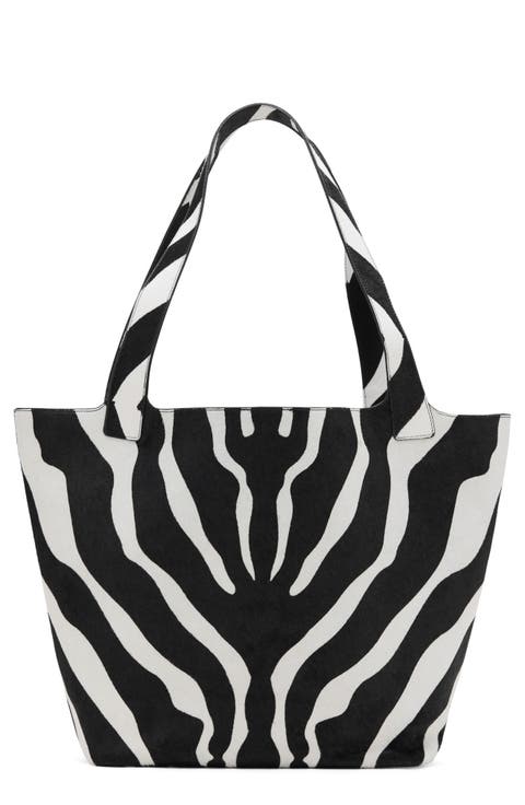 Zebra Stripe Genuine Calf Hair & Leather Tote