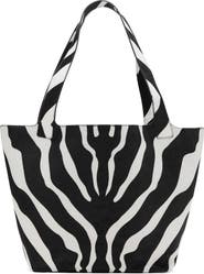 MANGO Zebra Stripe Genuine Calf Hair & Leather Tote