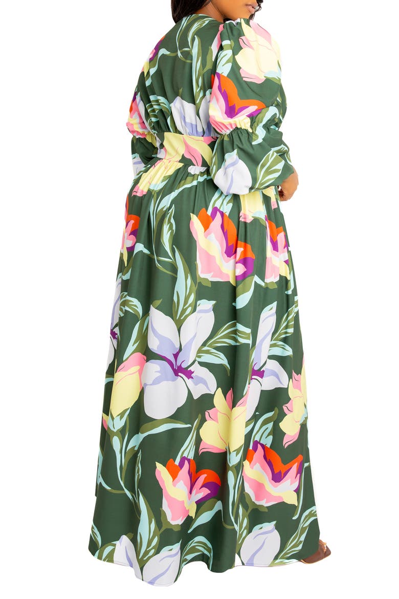 Floral Maxi Dress, Alternate, color, OLIVE MULTI