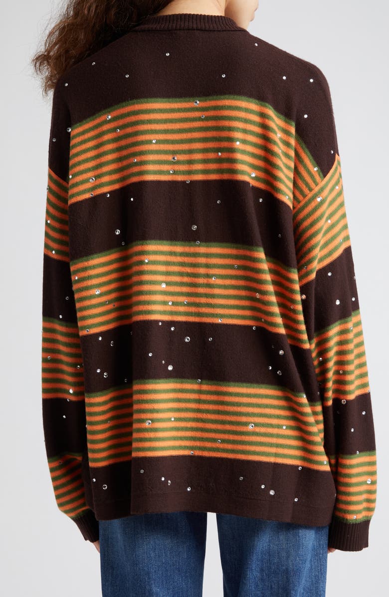 Bode Crystal Embellished Stripe Merino Wool Polo Sweater, Alternate, color, 