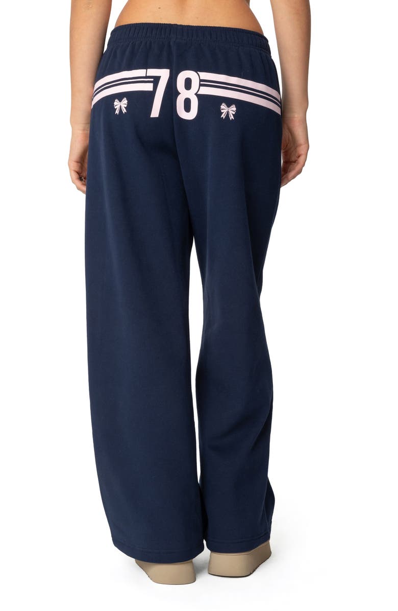 EDIKTED 78 Bow Sweatpants, Alternate, color, Navy