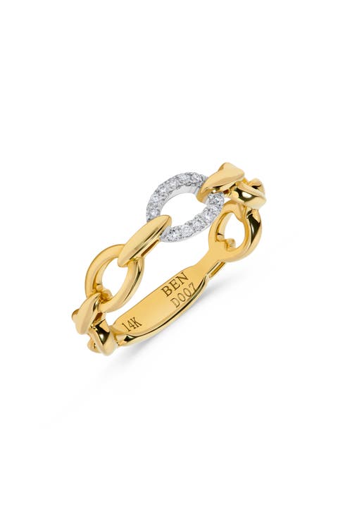 14K Gold Diamond Oval Link Ring