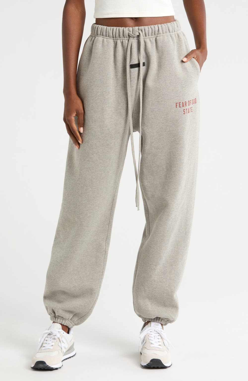 Essential Cotton Blend Sweatpants, color, DARK HEATHER