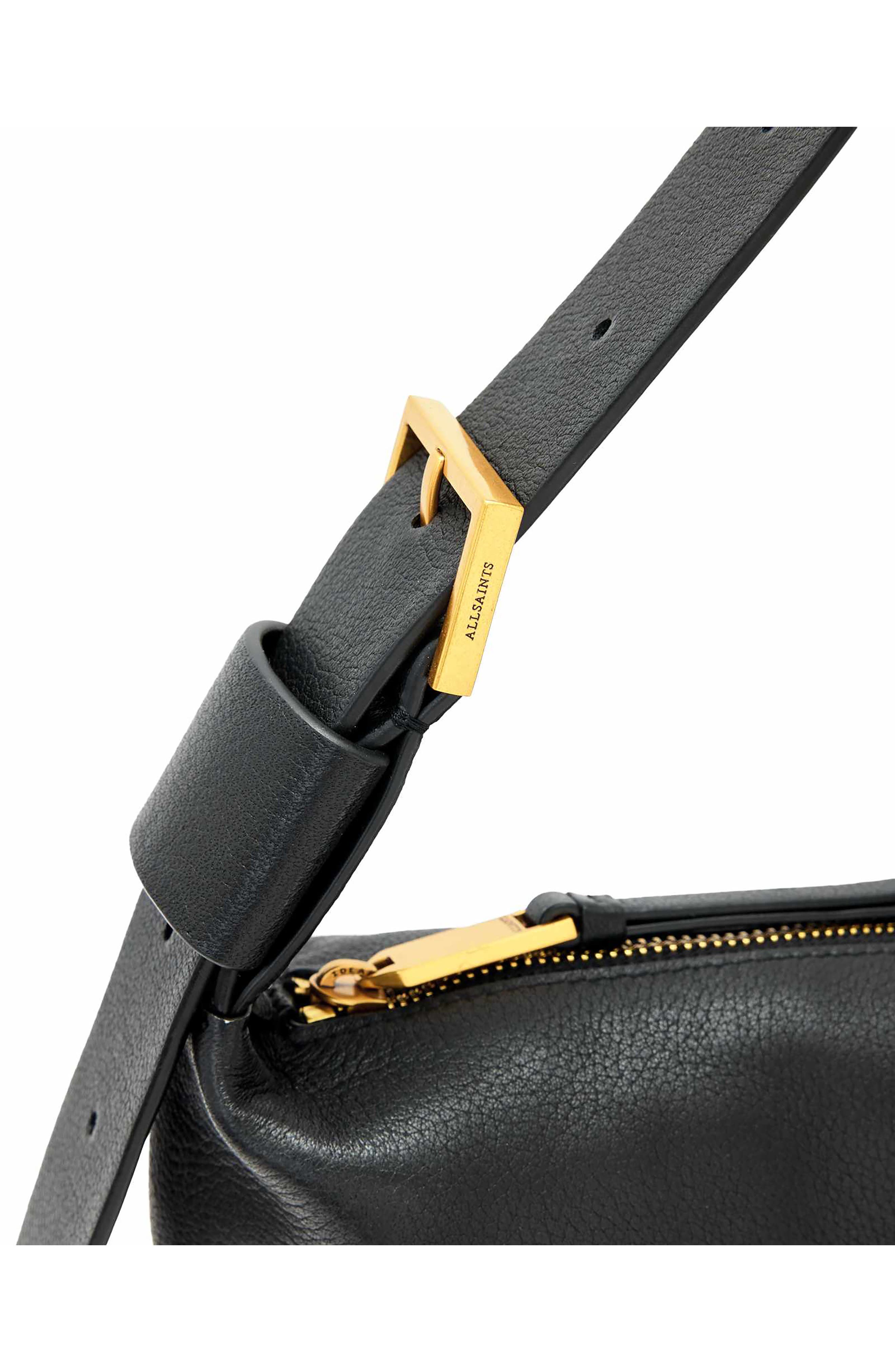 AllSaints Medium Alba Leather Shoulder Bag, Alternate, color, Black