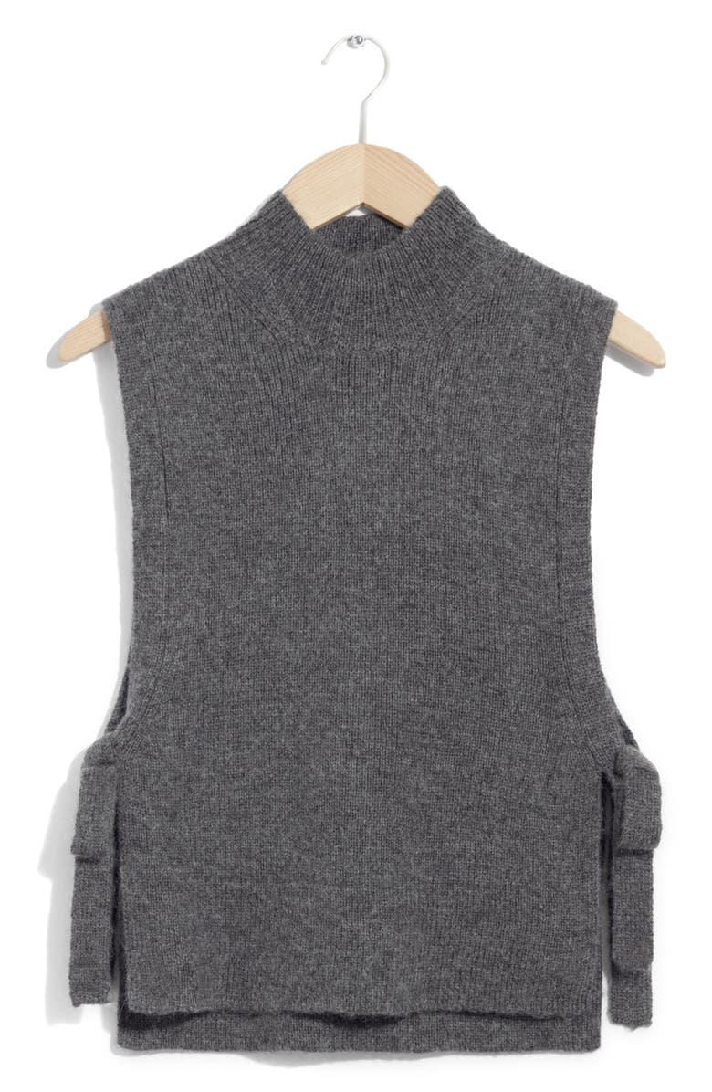 & Other Stories Wool & Mohair Side Tie Bib Vest, Main, color, Grey Medium Dusty