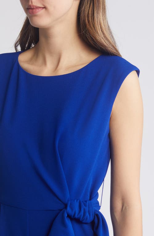 Tahari Asl Side Tie Scuba Crepe Crop Wide Leg Jumpsuit In Cobalt