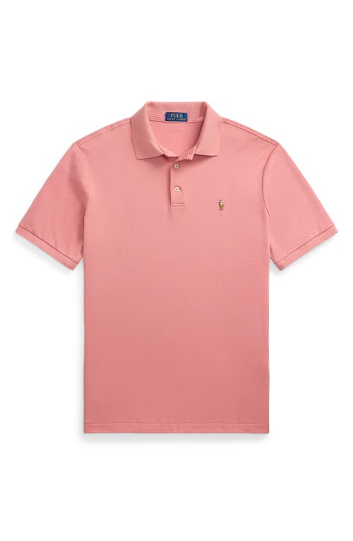 Polo Ralph Lauren Player Logo Slim Fit Pique Polo In Washed Red In Pink