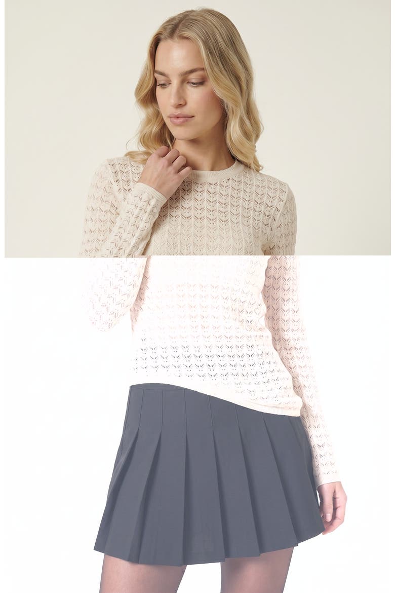 Textured Sheer Knit Top, Alternate, color, Ivory