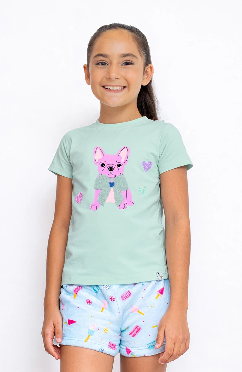 Preppy Goose Frenchie Bow Short Sleeve Tee, Alternate, color, Mint