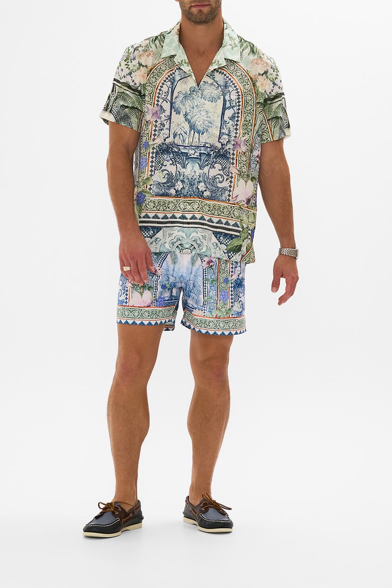 Mid Length Boardshort With Elastic Waist Jardim Party, Main, color, Jardim Party
