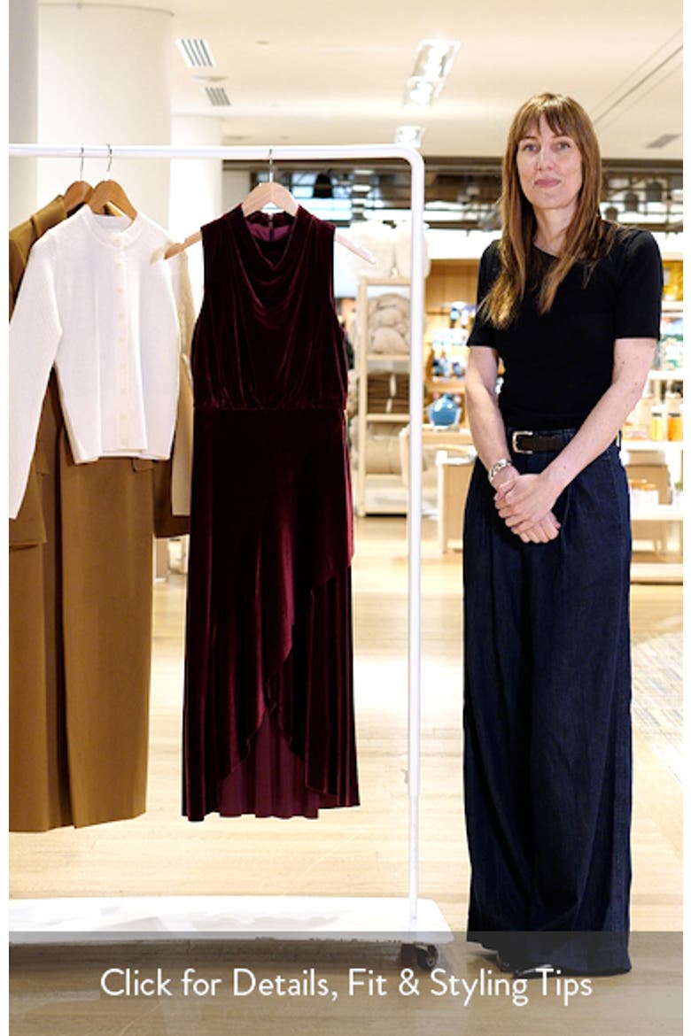 Cowl Neck Velvet Midi Dress video